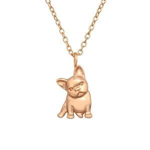 Rose Gold Dainty Bulldog Necklace